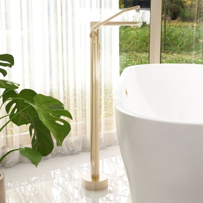 Flite Floor Standing Bath Shower Mixer - Brushed Brass